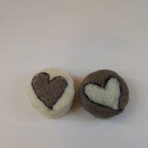 Two Little Felted Soaps – Grey and White Hearts