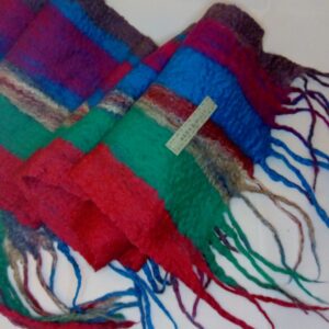 Ladies’ Wet Felted Scarf in Red, Blue and Green