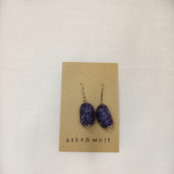 Needle felted dark purple earrings