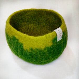 Large Wet Felted Bowl – Forest green/lichen green